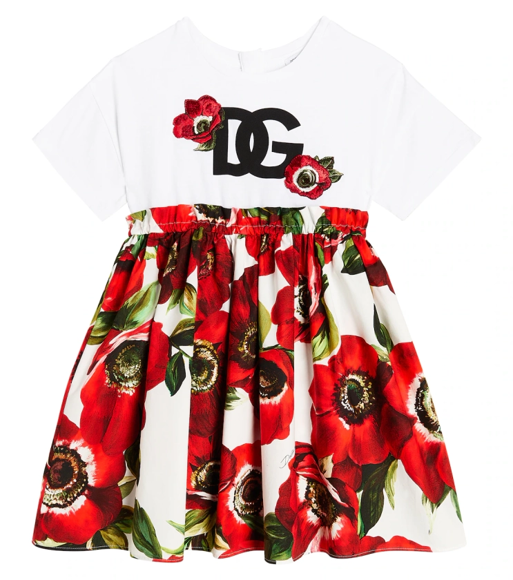 Anemone jersey and poplin dress in multicoloured - Dolce Gabbana Kids | Mytheresa