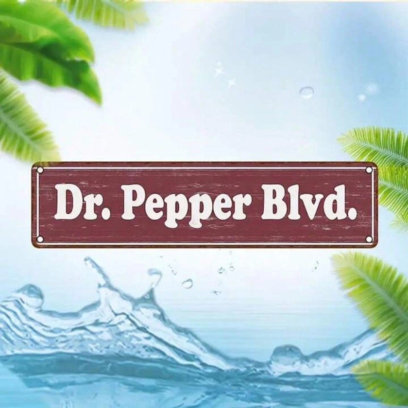 1pc Dr. Pepper Blvd Decorative Street Sign, Vintage Wall Art, Multipurpose English Text, Pre-Drilled Holes For Easy Installation, 4x16 Inches