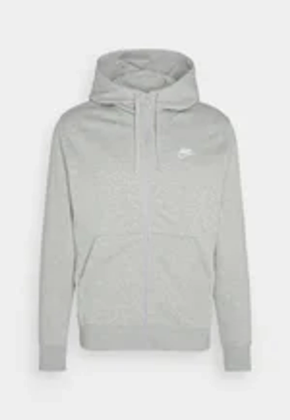 Nike Sportswear CLUB HOODIE - Sweat zippé - dark grey heather/matte silver/white/gris foncé chiné - ZALANDO.FR