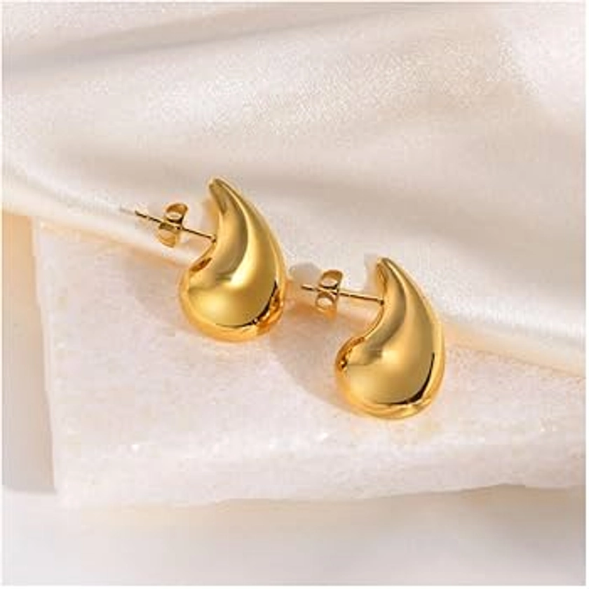 LICHUANUK Boucles d'oreilles Femme Gouttes D'eau, Boucles d'oreilles Femme Acier Inoxydable avec Plaqué Or 18 Carats Boucles d'oreilles Femme Or Hypoallergénique Bijoux Cadeau pour Femme Fille