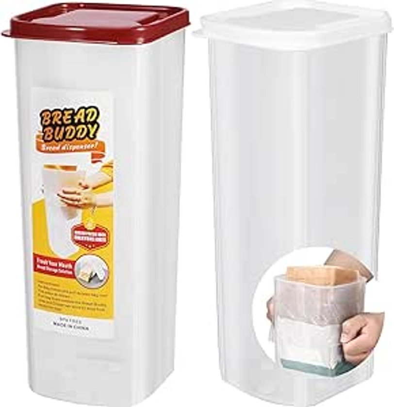 summerkimy 2Pcs Bread Container, 13.5 Inch High Bread Storage Container with Lid,Airtight Bread Keeper,BPA free Plastic Bread Loaf Keeper, Sandwich Bread Bin for Bun Bagel Sandwich Home Kitchen