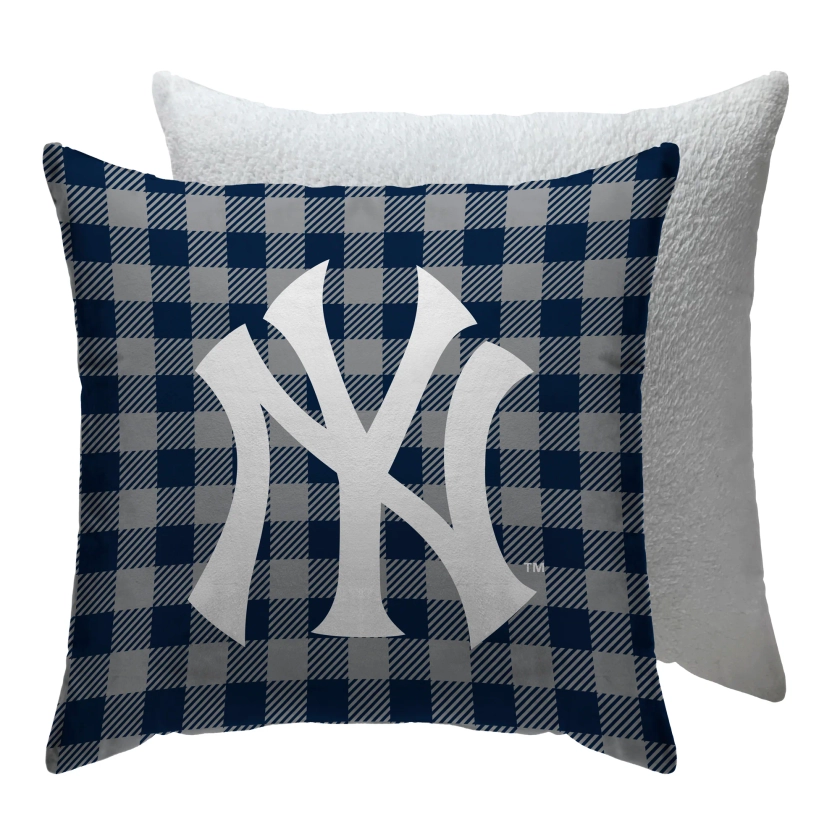 New York Yankees Buffalo Check Pillow with Sherpa Backing