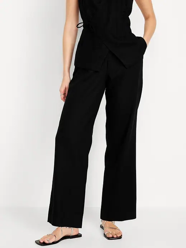 Extra High-Waisted Linen-Blend Wide-Leg Taylor Pants