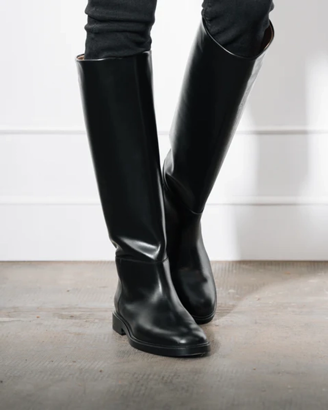 Bottes hautes tube en cuir véritable | Velasca