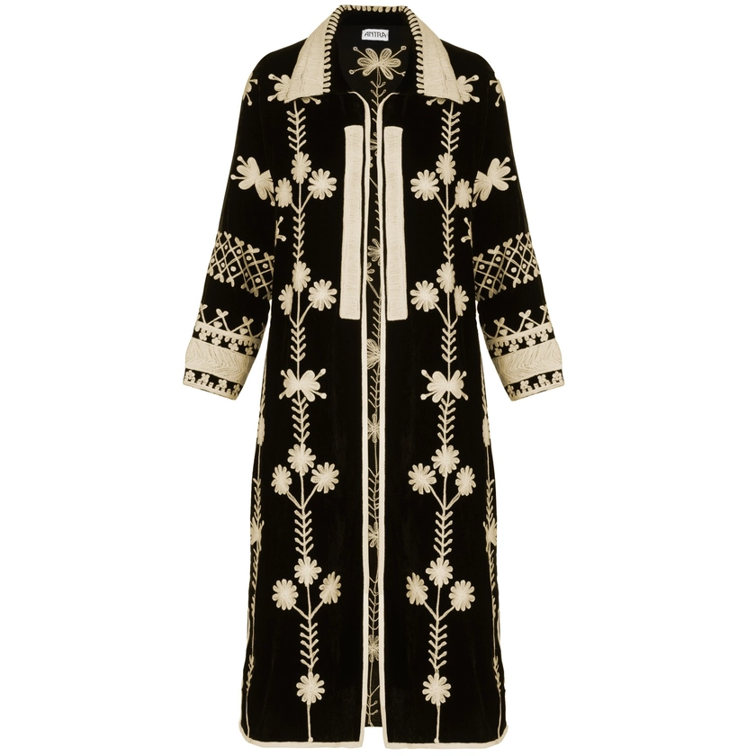 Suki Black Velvet Coat Dress by Antra Designs