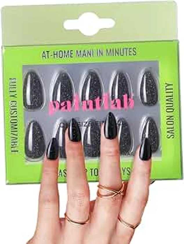 PaintLab Press On Nails - 30 Piece Fake Nails with Glue, Nail File, Prep Pad & Cuticle Stick | Non Toxic & Cruelty Free | Long Lasting & Complete Glue On Nails for Women & Girls (Night Crawler)