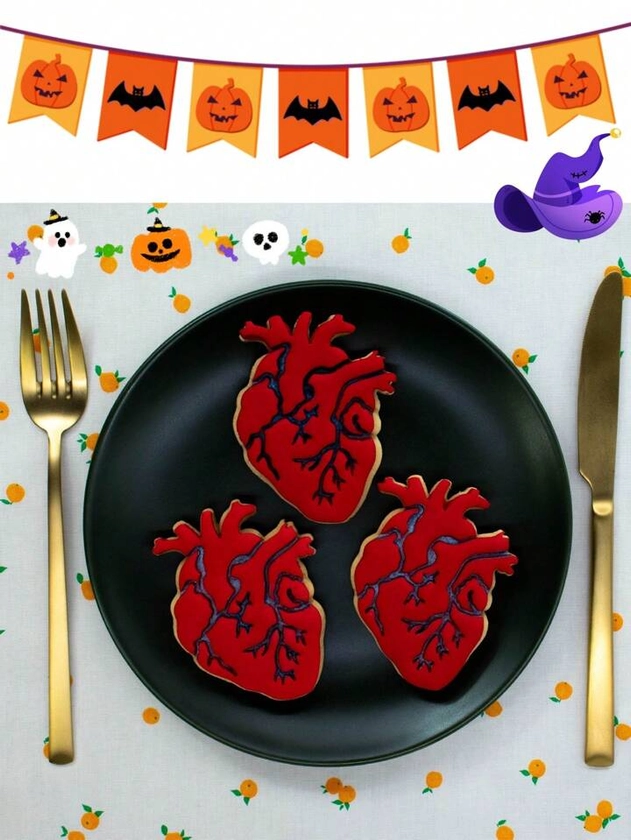 1 pieza Cortador de galletas con forma de corazón de Halloween, decoración de Halloween, decoraciones de Halloween, hogar de Halloween, fiesta de Halloween, fiesta de Halloween