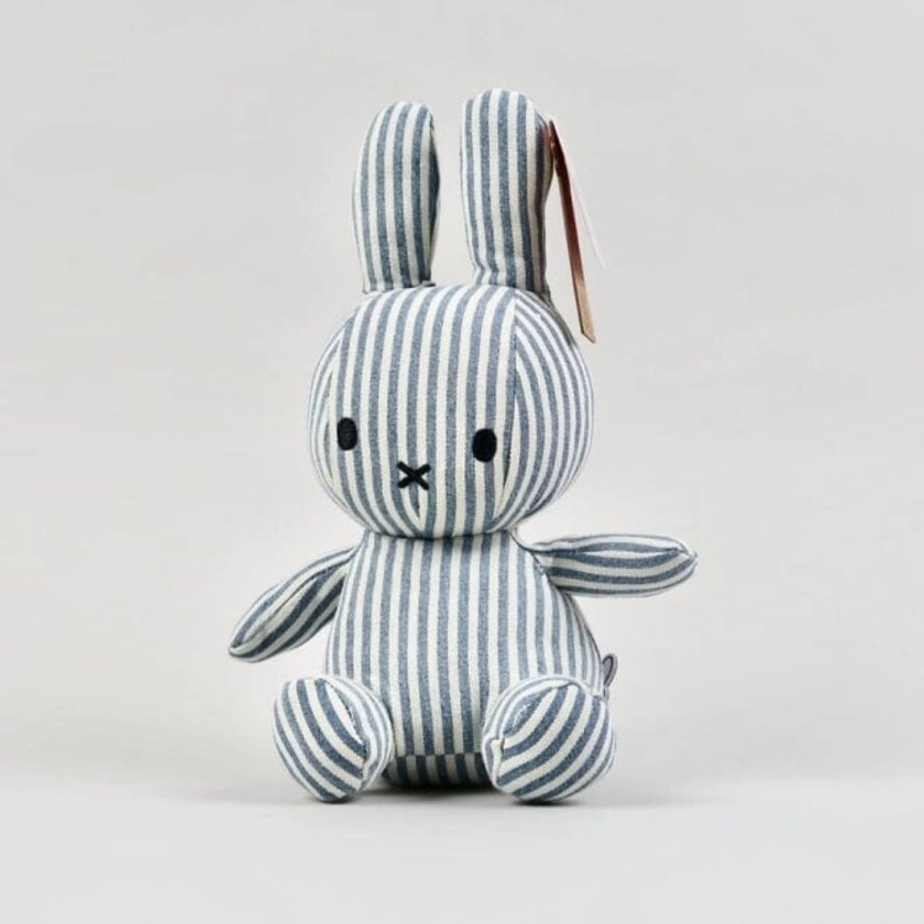 Denim Striped Bunny Rabbit Soft toy in soft cotton fabric 23cm