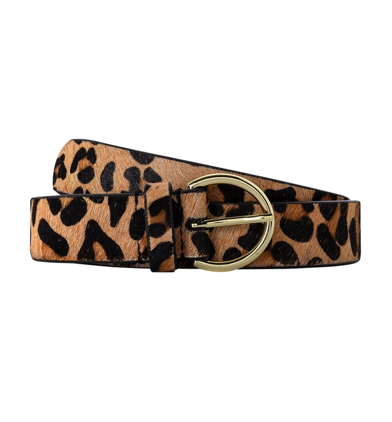 Ceinture en cuir motif léopard - Imprimé multicolore