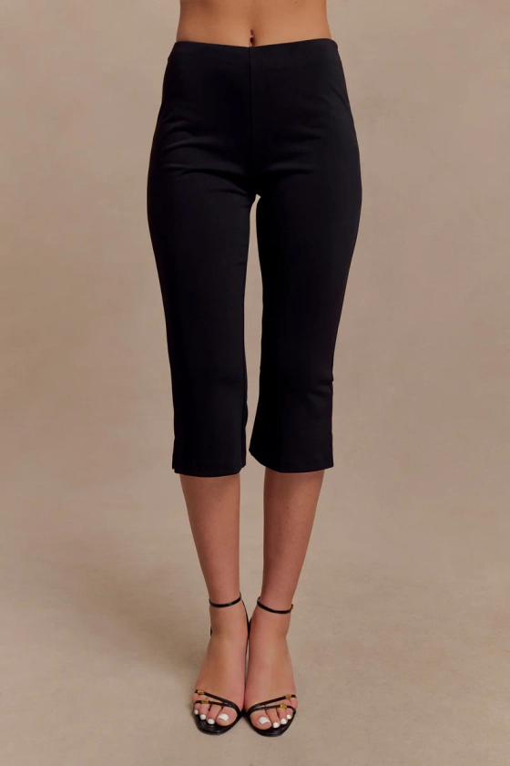 Layla Flared Crepe Capri Pants - Black