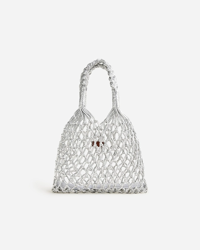 Small Cadiz hand-knotted rope tote in metallic