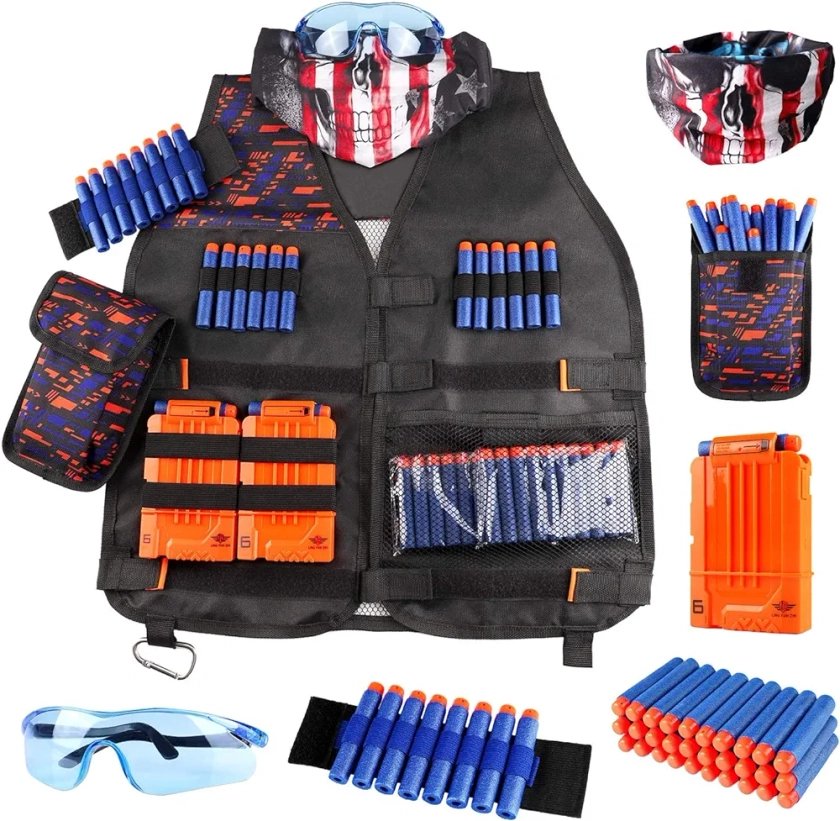 PATPAT® Tactical Vest Kit for Kids, Nerf Gun Gear for Boys Girls, Nerf Guns Toys for 6 Years Boys Birthday Christmas Gifts for Kids -Orange : Amazon.in: Clothing & Accessories