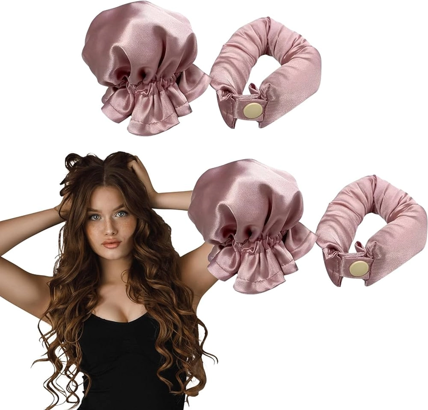 Heatless Hair Curlers en Soie,Paquet de 2,Boudin Cheveux Boucle Sans Chaleur,Boucle Sans Chaleur Convient pour Cheveux Moyens et Longs,Bigoudis Cheveux Long de Nuit,Boucleur sans Chaleur