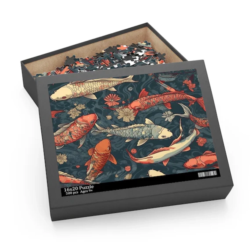 Puzzle Serenity Koi (120, 252, 500 pièces) - Jeu de casse-tête botanique Tranquil Koi Fish Pond