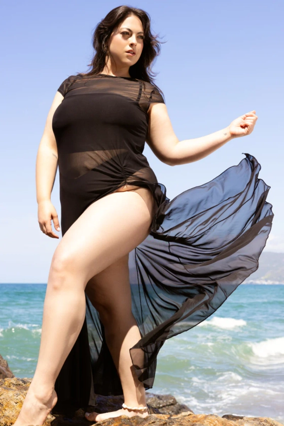 Mermaid Mesh Coverup Dress - Black