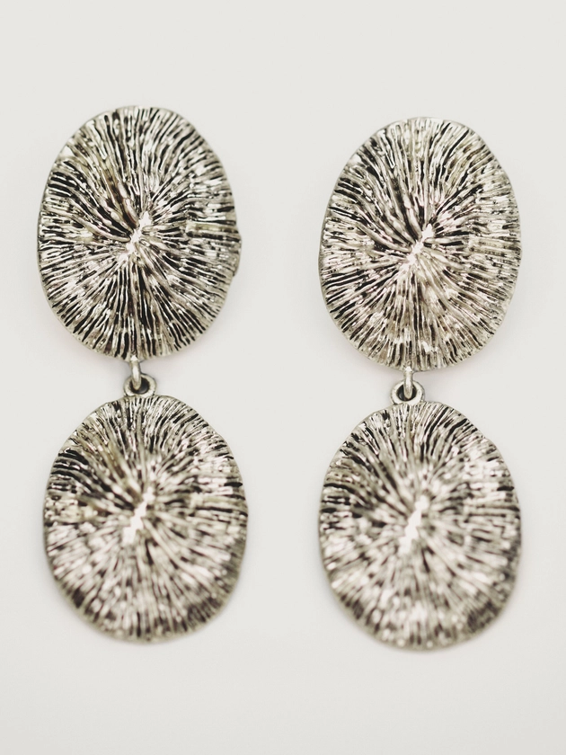 Boucles d’oreilles pendantes double pièce texturées - Massimo Dutti France