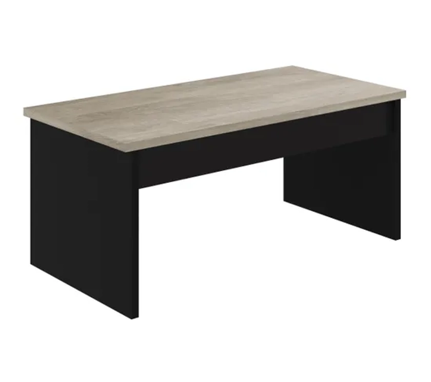 Table basse avec plateau relevable YANA Noir et imitation chêne - Table basse BUT