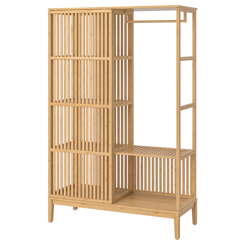 NORDKISA armoire ouverte av porte couliss, bambou, 120x186 cm - IKEA