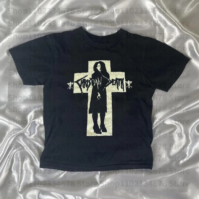 Ropa de calle Vintage para mujer, camisetas de hada Grunge Sexy, Tops Emo para niñas de los años 2000, camisetas con estampado de letras, Tops cortos ajustados góticos informales Punk Y2k - AliExpress