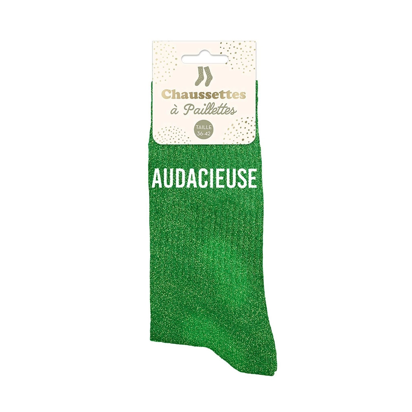 Chaussettes paillettes audacieuse verte pointure 36-42 - Centrakor