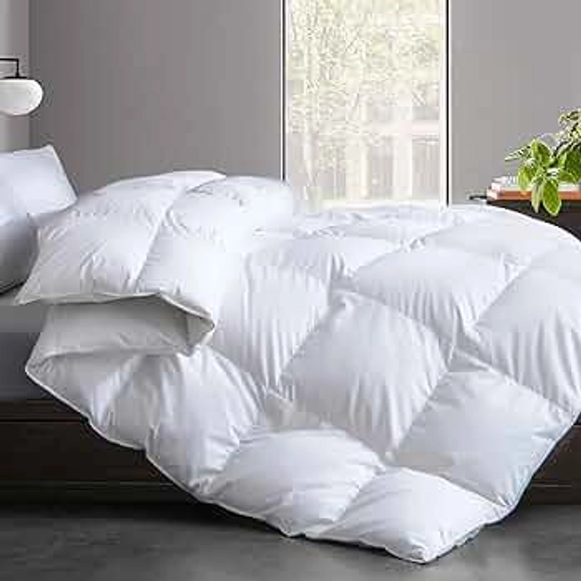 Cosybay Feather Comforter Filled with Feather & Down King Size- All Season White King Size Duvet Insert- Luxurious Hotel Bedding Comforters with Cotton Cover - King 106 x 90 Inch