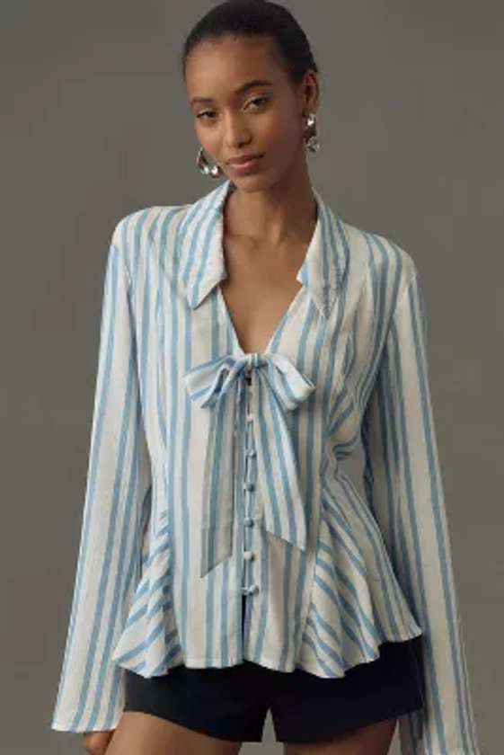 Maeve Long-Sleeve Tie-Front Blouse