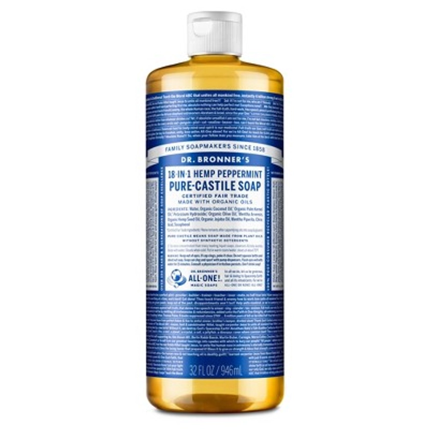 Dr. Bronner's 18-In-1 Hemp Pure-Castile Liquid Soap - Peppermint - 32 fl oz