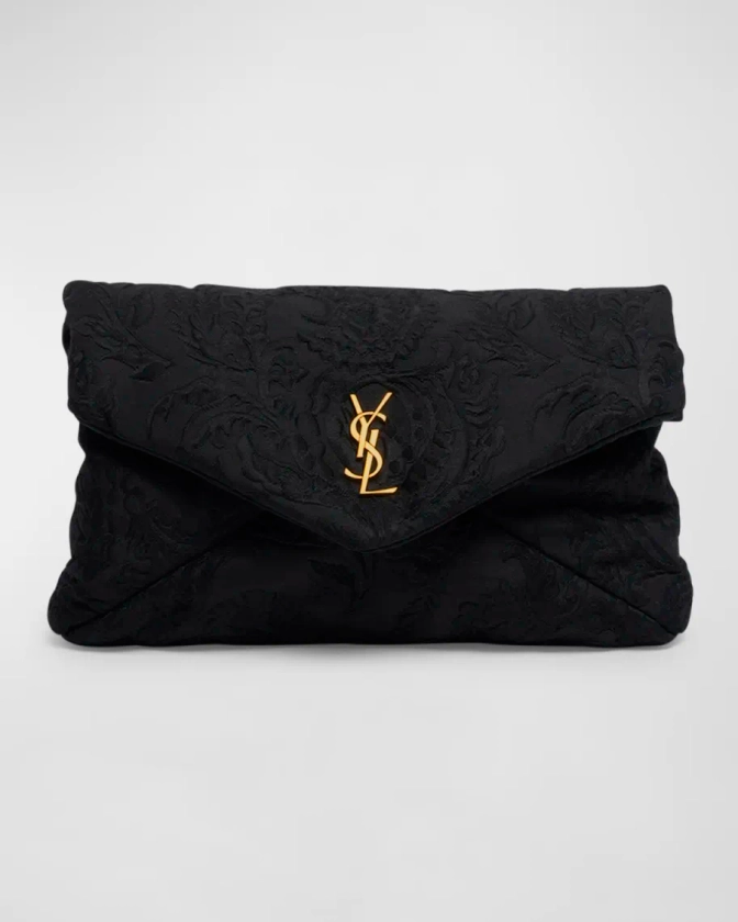 Saint Laurent Large YSL Envelope Pouch in Lace Brocade Wool