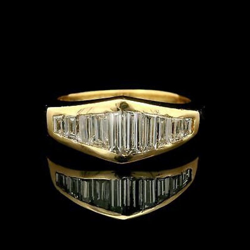 18k Yellow Gold 1.0ctw Graduated Custom Cut Diamond Channel Band Ring Size 6.5