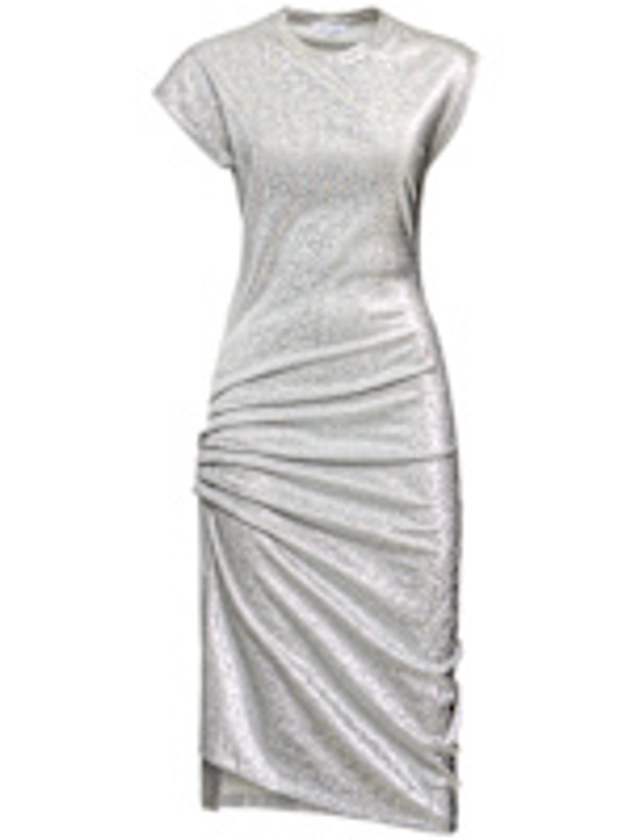 Robe mi-longue en jersey de lurex stretch - Rabanne - Femme  - Silver - 34 FR