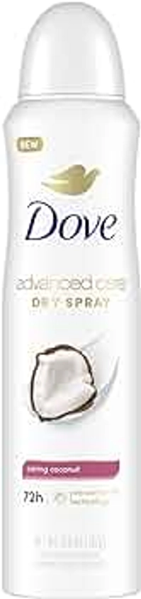 Dove Advanced Care Antiperspirant Deo Dry Spray Caring Coconut Pack of 12 to help your skin barrier repair after shaving 72h odor controlandall-day sweat protection for soft resilient underarms 3.8oz