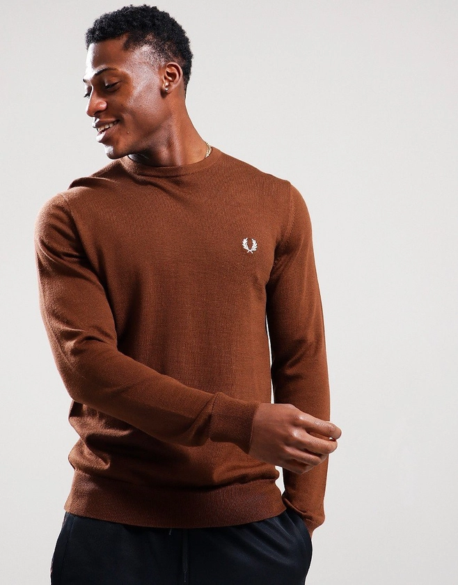 Fred Perry Crew Knit Whiskey Brown