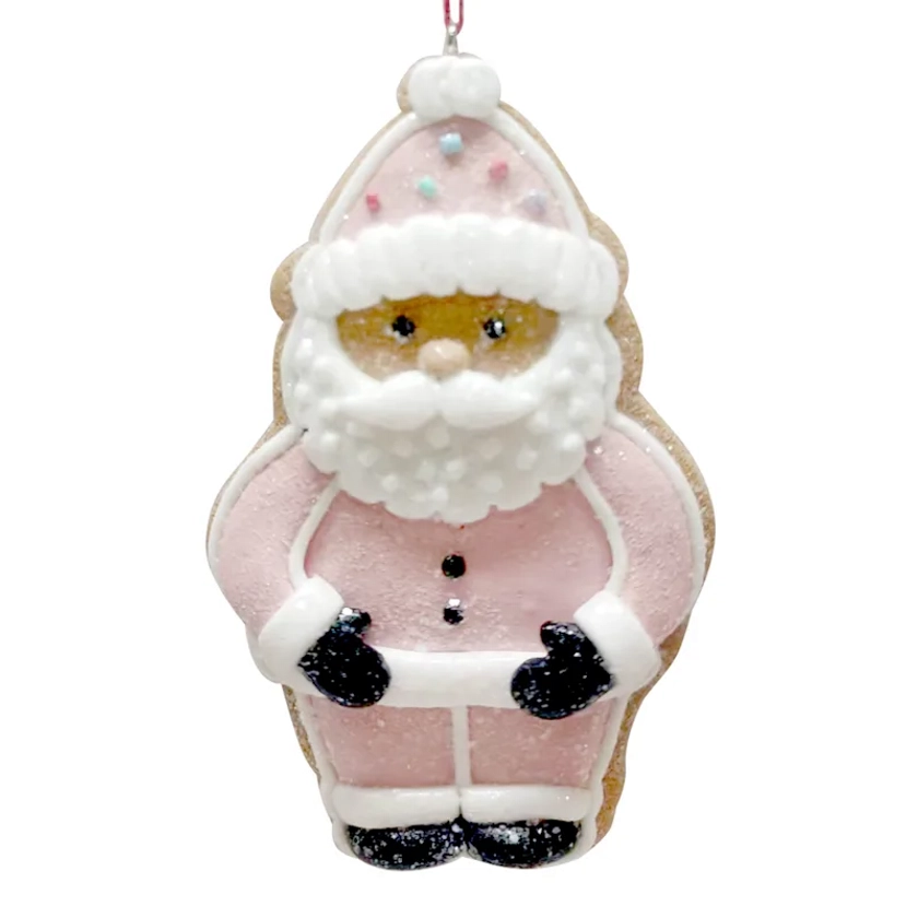 Mrs. Claus' Bakery Pink Santa Claydough Ornament 5in | Christmas Tree Decor | At Home