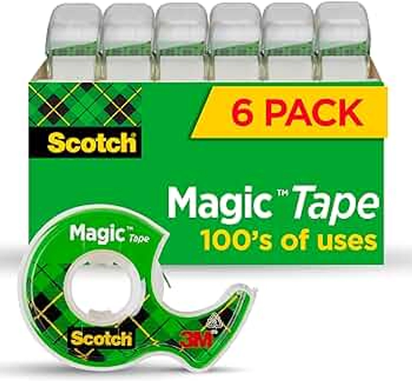Scotch Magic Tape y dispensador de, 3/10,2 x 1.651 cm, 6-Pack (6122)