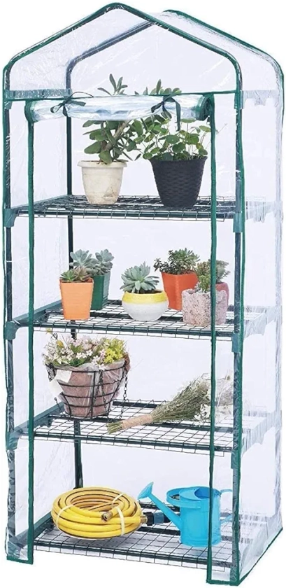 JERN Mini Greenhouse - Sturdy Portable Gardening Shelves with PVC Cover - Small Green House Use in Indoor & Outdoor for Plants Flowers (5 Tier) : Amazon.in: Garden & Outdoors