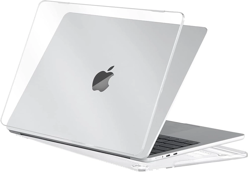 EooCoo Coque Compatible avec MacBook Air M2 M3 13.6 Pouces A2681 A3113, 2022 2024 Release avec Touch ID, Protection Coque Rigide en Plastique pour MacBook Air 13 M3 M2 - Transparent Clair