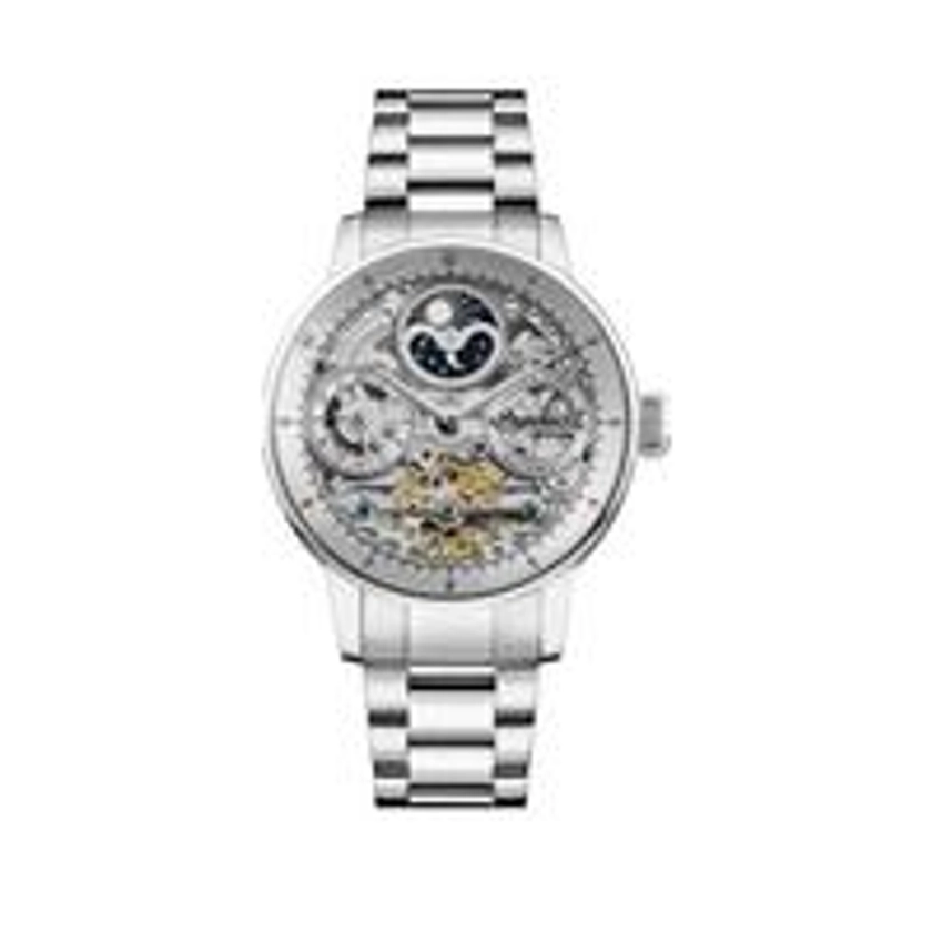The Jazz Silver Skeleton Moonphase Automatic Dial Stainless Steel Bracelet Watch