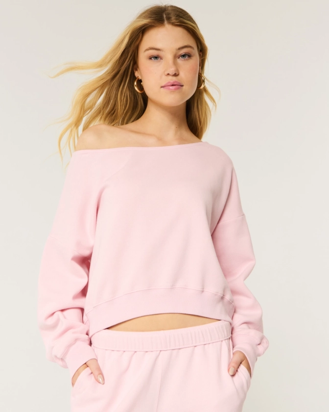 Women's Easy Off-the-Shoulder Sweatshirt | Women's Tops | HollisterCo.com