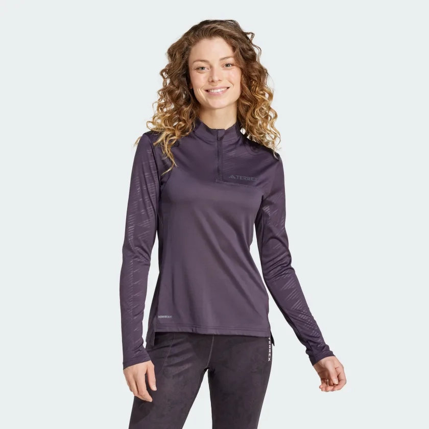 adidas Terrex Multi Half-Zip Long Sleeve Tee - Μωβ | adidas Ελλάδα