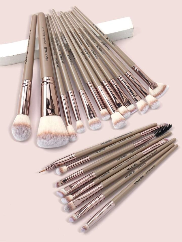 20pcs/set Soft Makeup Brush Kit For Powder, Blush, Contour, Highlighting, Concealer, Eyeshadow, Blending, Eyeliner, Mascara, Lip, Brow, Various Makeup