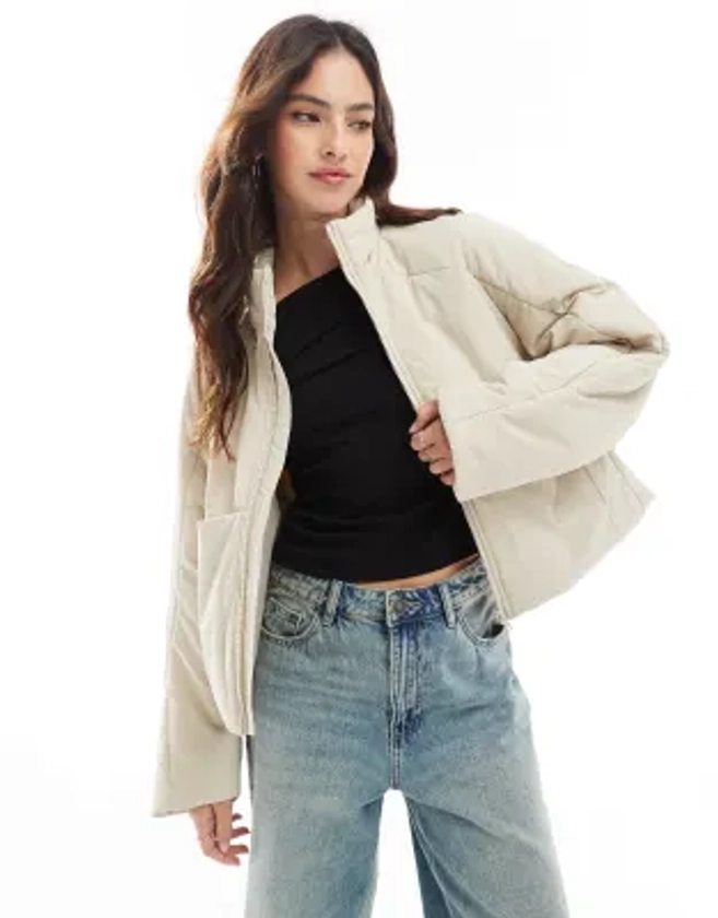 ASOS DESIGN - Doudoune oversize à col cheminée - Crème | ASOS