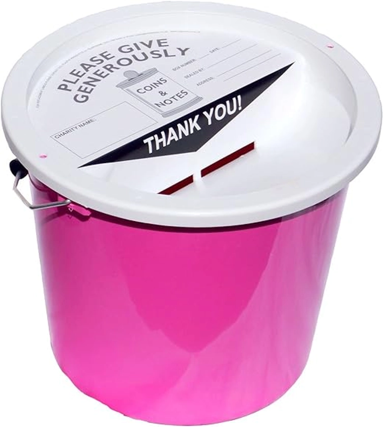 Charity Money Collection Bucket with Lid (5.7 litres) - Pink : Amazon.co.uk: Home & Kitchen