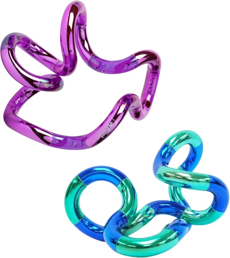 Tangle Palm Metallic 2-Pack Aqua Blue and Plum Purple - Big Tangle for Hands - Desk Toy for Adults Boys Girls