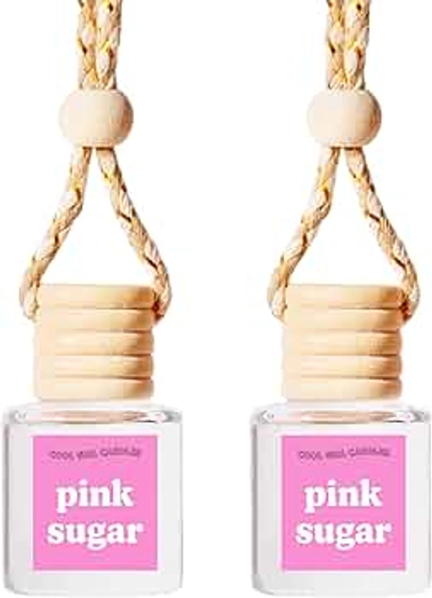 COOLGIRLCANDLES Pink Sugar Car Air Hanging Fragrance Oil Diffuser Car Air Freshener Diffuser for Essential Oils, Scents Aromatherapy Automobile Diffuser, Long Lasting Car Diffuser Bottle