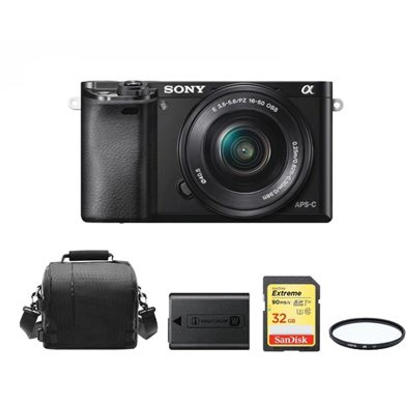 Sony A6000 Negro KIT SEL 16-50MM F3.5-5.6 OSS Negro + SD 32Go + Bolsa + NP-FW50 Battery + HOYA UX UV 40.5mm Filter