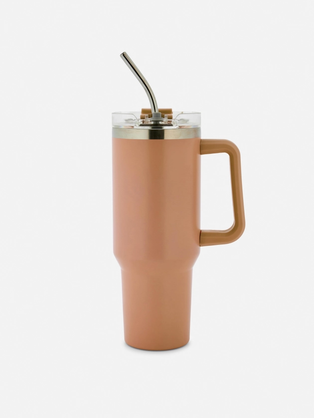 40oz Stainless Steel Travel Mug with Straw