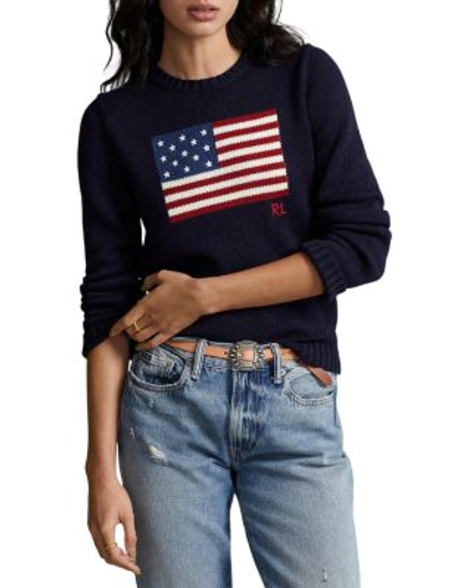 Ralph Lauren American Flag Cotton Crewneck Sweater | Bloomingdale's Sale Women