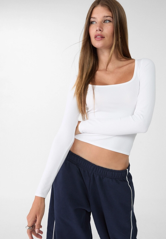 Seamless long-sleeved T-shirt - Women's fashion | Stradivarius United Kingdom