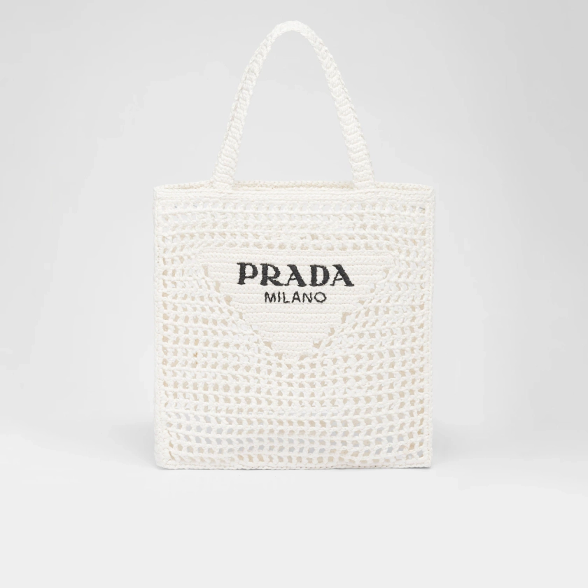 PRADA Raffia tote bag white