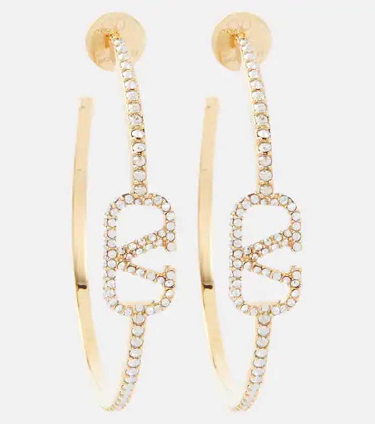 VLogo Signature embellished earrings in gold - Valentino | Mytheresa